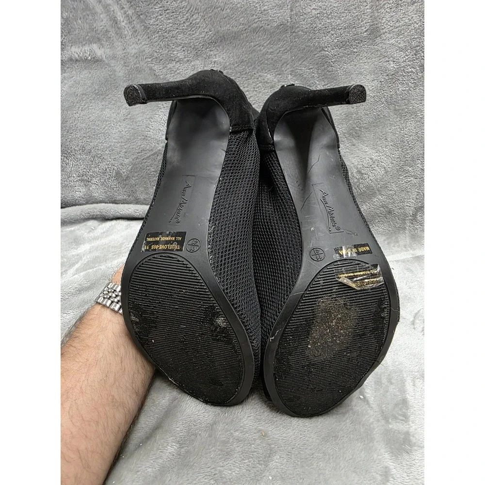 Black Lace Bootie Anne Michelle Womens Size 11 Mesh Peep Toe Whimsigoth Romantic